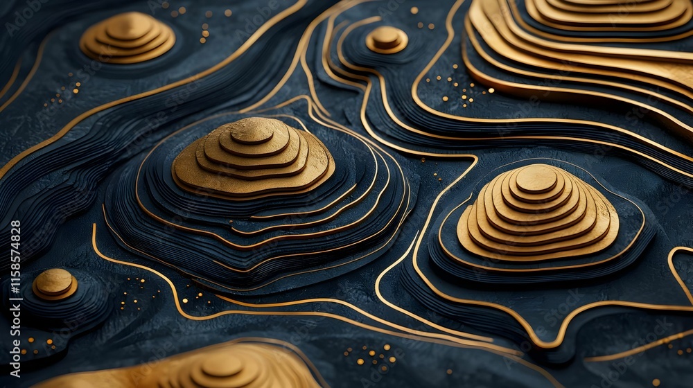 Poster geospatial data visualization, an intricate map showcasing gis concepts with layered information and