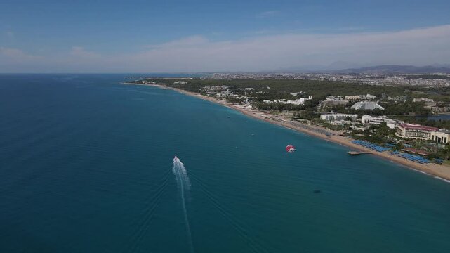 Parachute Connected To The Speedboat 