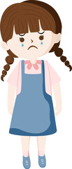 Cute Cartoon Girl with Braided Hair