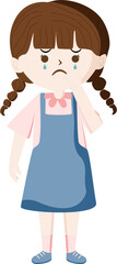 Cute Cartoon Girl with Braided Hair