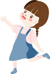 Cute Cartoon Girl with Braided Hair