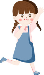 Cute Cartoon Girl with Braided Hair