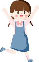 Cute Cartoon Girl with Braided Hair