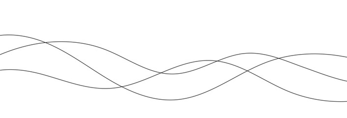 Outline wavy horizontal divider abstract background vector illustration isolated on white background. 