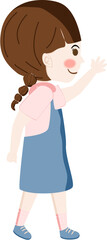 Cute Cartoon Girl with Braided Hair