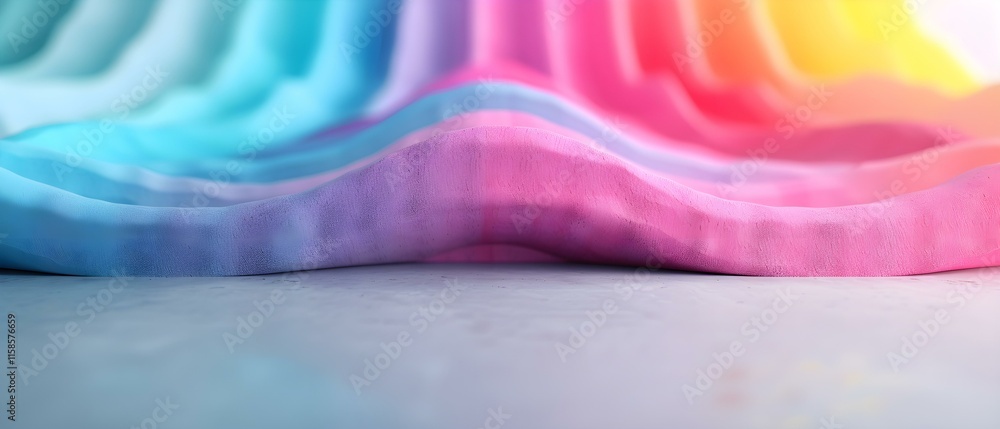 Poster colorful wavy fabric texture with soft gradient flowing in pastel shades for creative backgrounds an