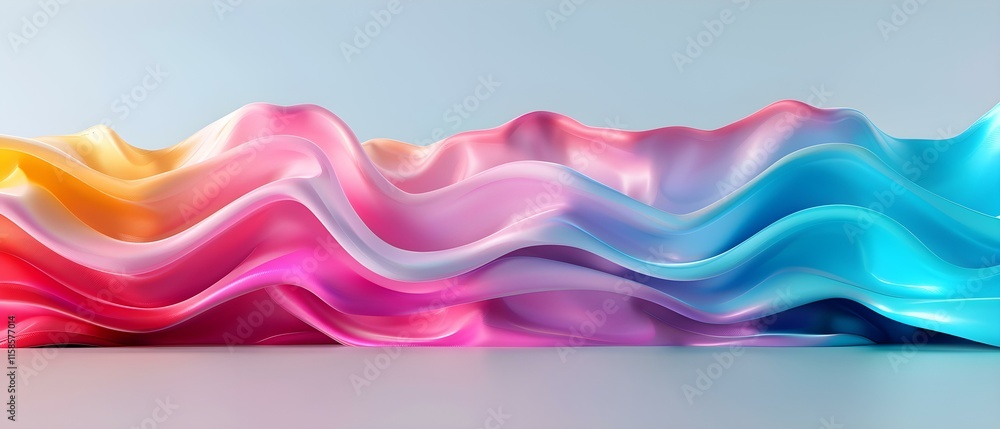 Aufkleber abstract flowing waves in soft pastel colors with smooth texture and light reflections