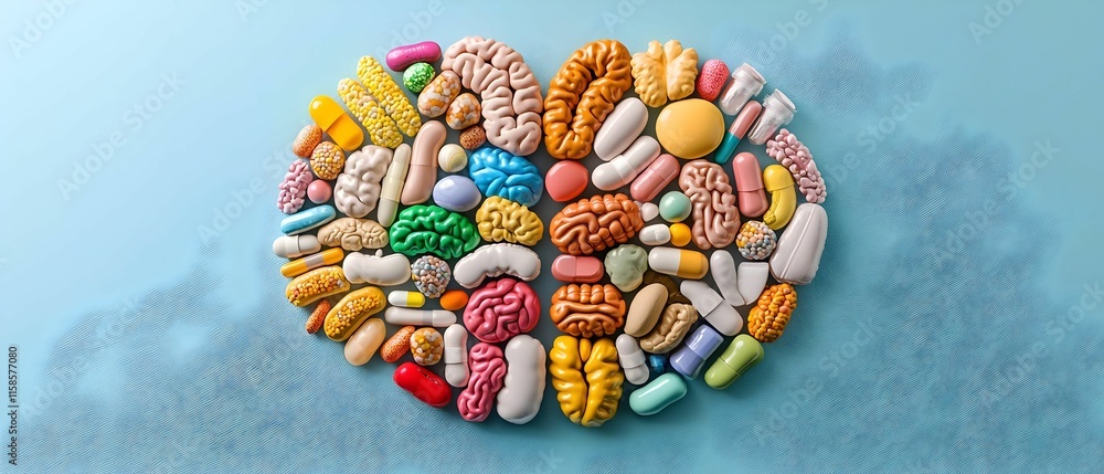 Poster gut-brain connection, a detailed illustration exploring the intricate relationship between the diges