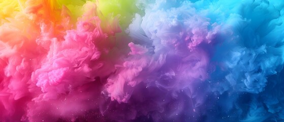 Vibrant Multicolored Smoke Swirling in Abstract Flow Against a Soft Background in Shades of Pink, Purple, Blue, and Yellow