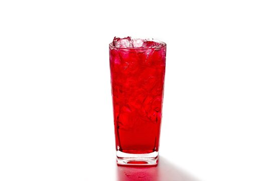 Ready for drink with menu Sweet Red Ice water soda in concept isolated photo.