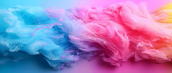 Vibrant Swirling Watercolor Abstract in Shades of Blue, Pink, and Yellow on Soft Gradient Background