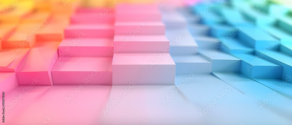 Aufkleber vibrant gradient background with cubes in soft pastel colors creating a modern geometric abstract de