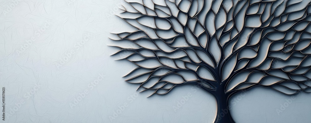 Poster Plane tree abstract background idea. Intricate paper cut tree with detailed branches against a soft textured background.