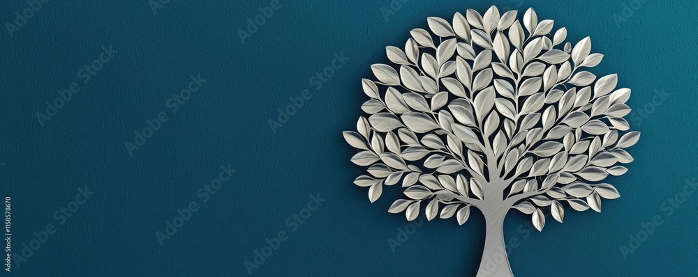 Poster plane tree abstract background idea. stylized tree design with leaves against a serene teal backgrou