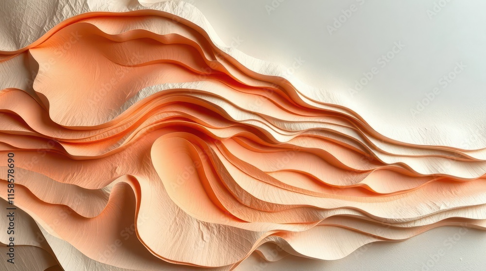 Aufkleber a textured abstract design featuring soft, wavy layers in warm peach and cream tones, creating a cal
