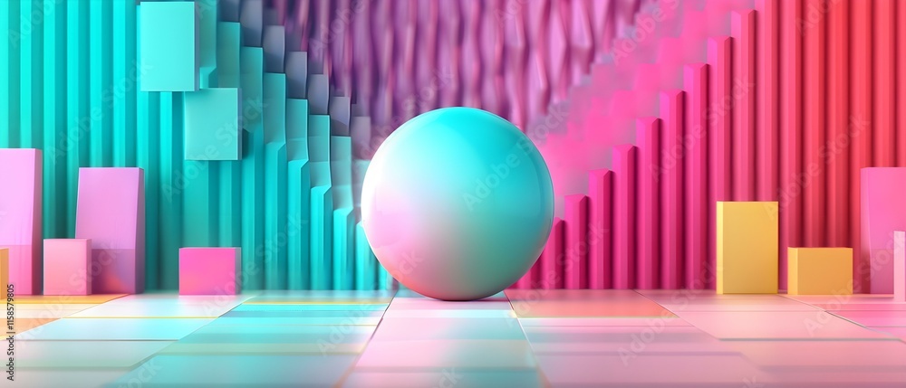 Poster abstract geometric scene with colorful gradients and shapes creating a vibrant artistic background f
