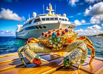 Luxurious Crab Yacht Life: Opulent Crustacean on a Superyacht