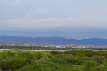 Obraz premium panorama of the city mountains river outdoor landscape nature