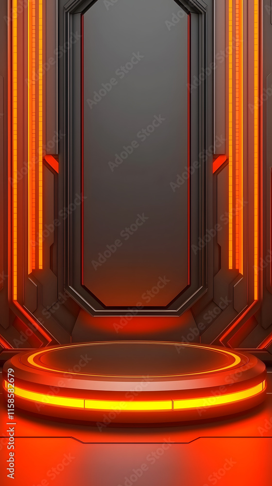 Poster dynamic neon stage design futuristic studio digital art modern environment low angle view visual con
