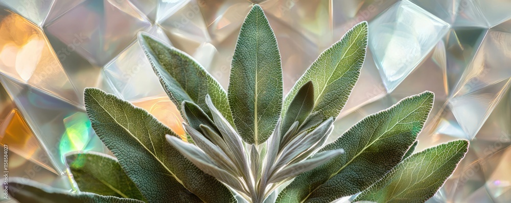 Poster sage leaves abstract background concept. close-up of a vibrant succulent plant showcasing intricate 
