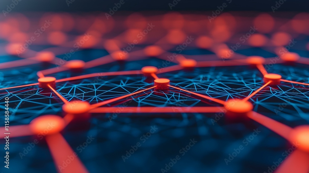 Poster abstract technology network concept showcasing interconnected nodes and lines in vibrant colors for 