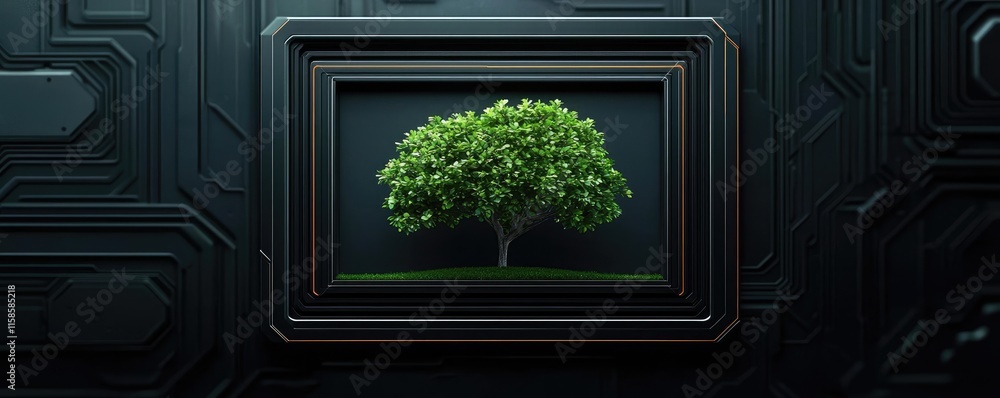 Poster plane tree abstract background idea. a framed tree artwork displaying nature's beauty amidst modern 