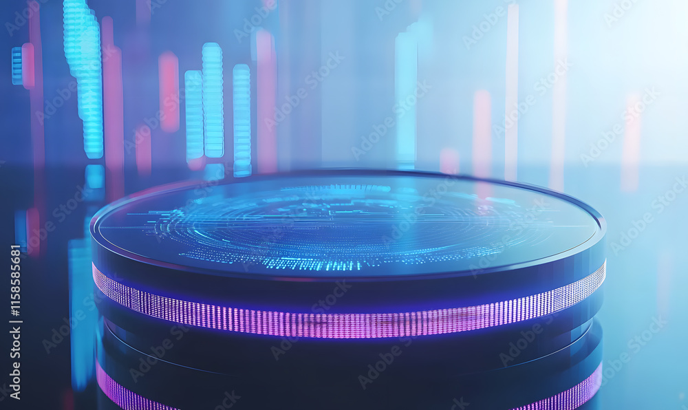 Poster digital data visualization modern technology hub graphic design futuristic environment close-up pers