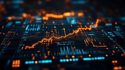 Abstract glowing graph on digital network.