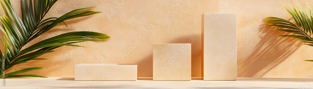 Poster minimalist abstract growth blocks modern studio product display clean environment eye-level visual c