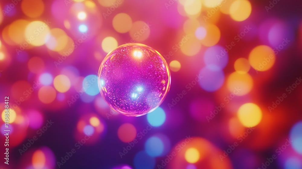 Poster e-learning innovation exploring educational curriculum through colorful bubbles in a vibrant digital
