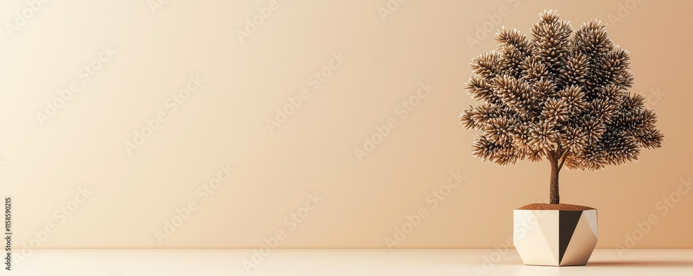 Poster pine tree abstract background idea. elegant potted plant against a serene background enhancing moder