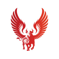 Logo design of a winged bull