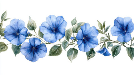 Fototapeta premium Blue Bouquet of Flowers, Close-up Perspective on Green Background, Ideal for Floral Advertisements and Lifestyle Blogs