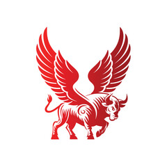 Logo design of a winged bull