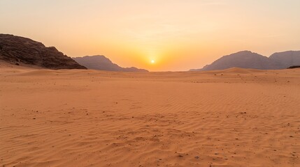 Serene desert landscape at sunset with golden sands