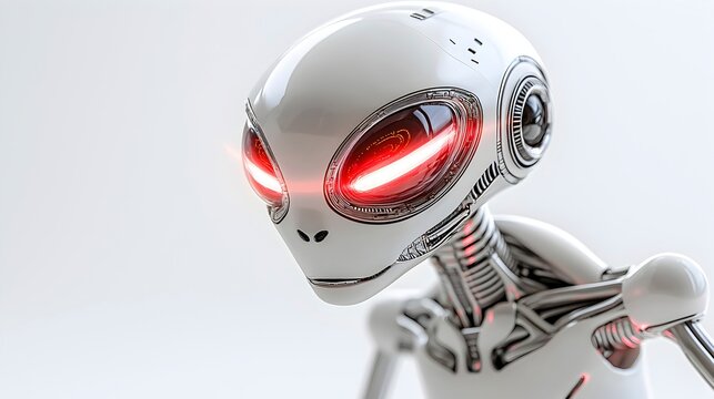 Futuristic Robot with Glowing Red Eyes