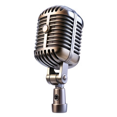 Classic Vintage Dynamic Vocal Microphone isolated on transparent background