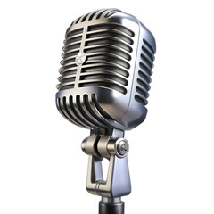 Classic Vintage Dynamic Vocal Microphone isolated on transparent background