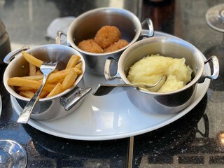 Three types of potatoes for entree