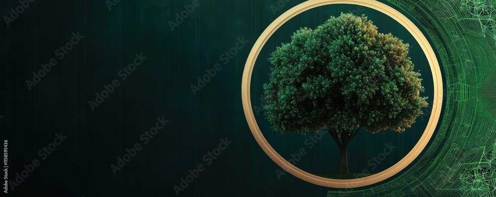 Poster plane tree abstract background idea. a detailed view of a vibrant green tree against a textured gree