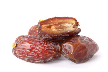 Many tasty dried dates isolated on white