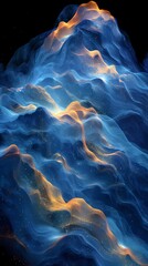 Blue and gold traditional ink landscape painting poster background
