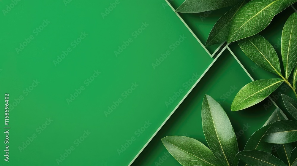 Poster sage leaves abstract background concept. vibrant green leaves with a minimalist background creating 