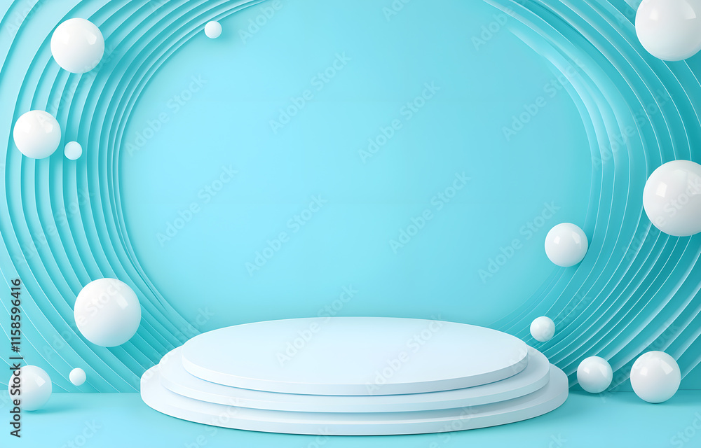 Poster modern minimalist display stage studio setting 3d visuals bright atmosphere eye-level view creative 