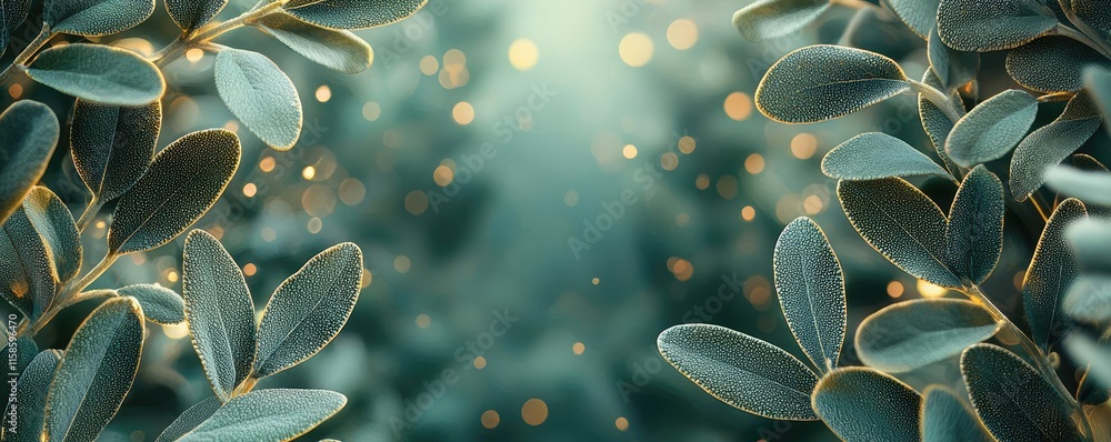 Aufkleber sage leaves abstract background concept. a captivating view of lush green leaves with a blurred back