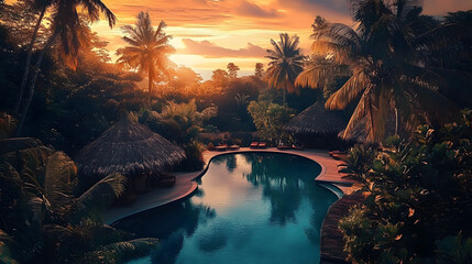 Breathtaking jungle resort with private pool and stunning sunset views