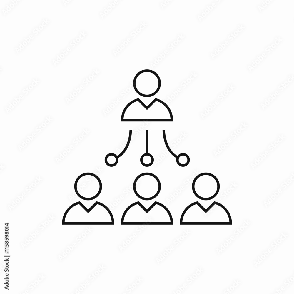 Poster organization chart management structure hierarchy icon vector sign