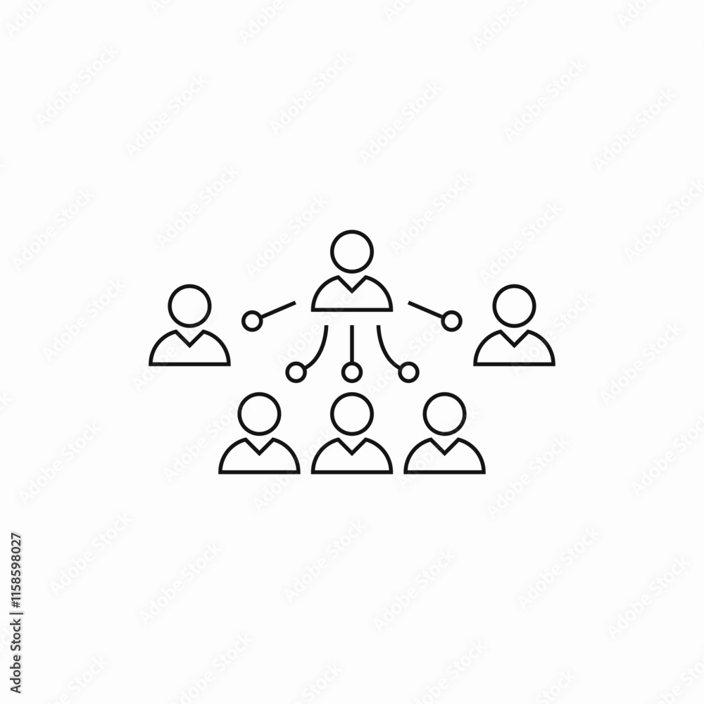 Poster network people connection hierarchy structure icon vector sign