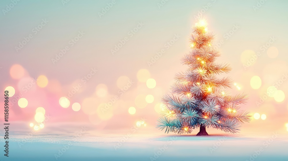 Poster pine tree abstract background idea. a beautifully decorated christmas tree with glowing lights in a 