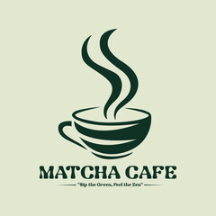 Matcha tea badge concept